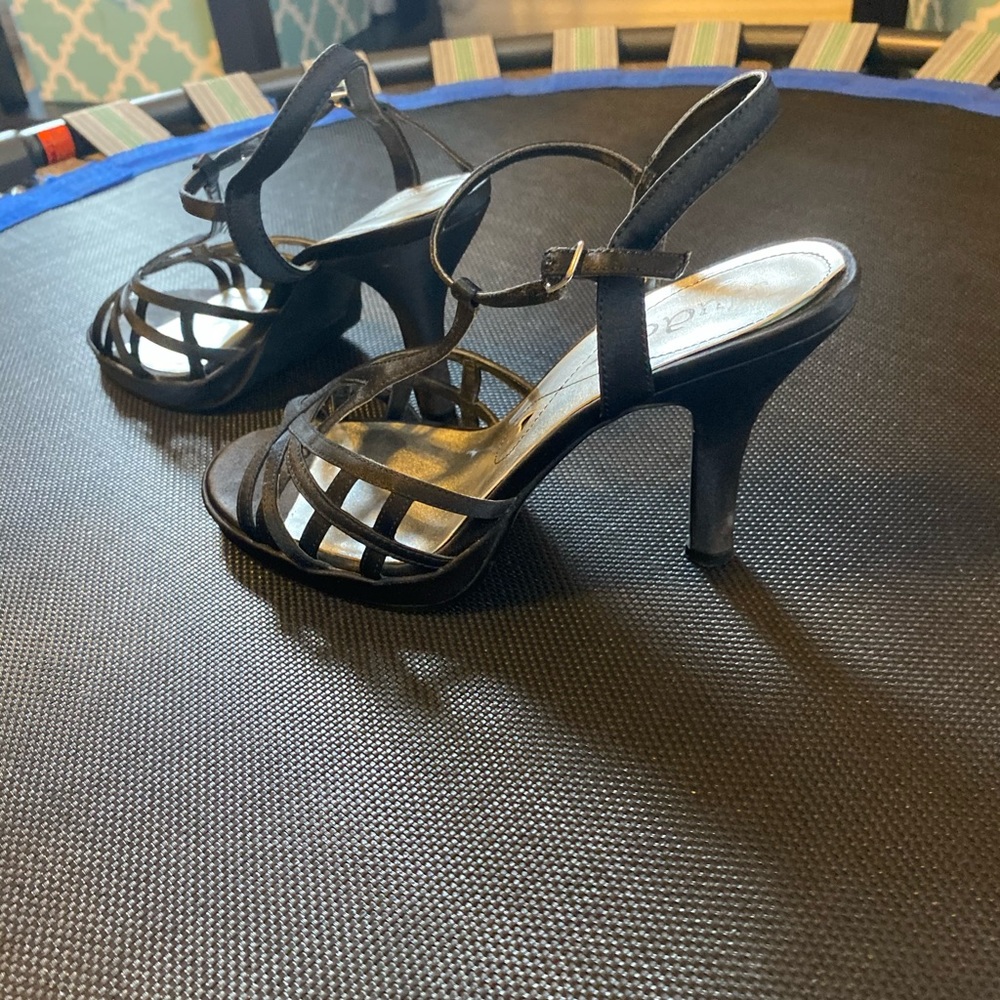 Black satin high heel